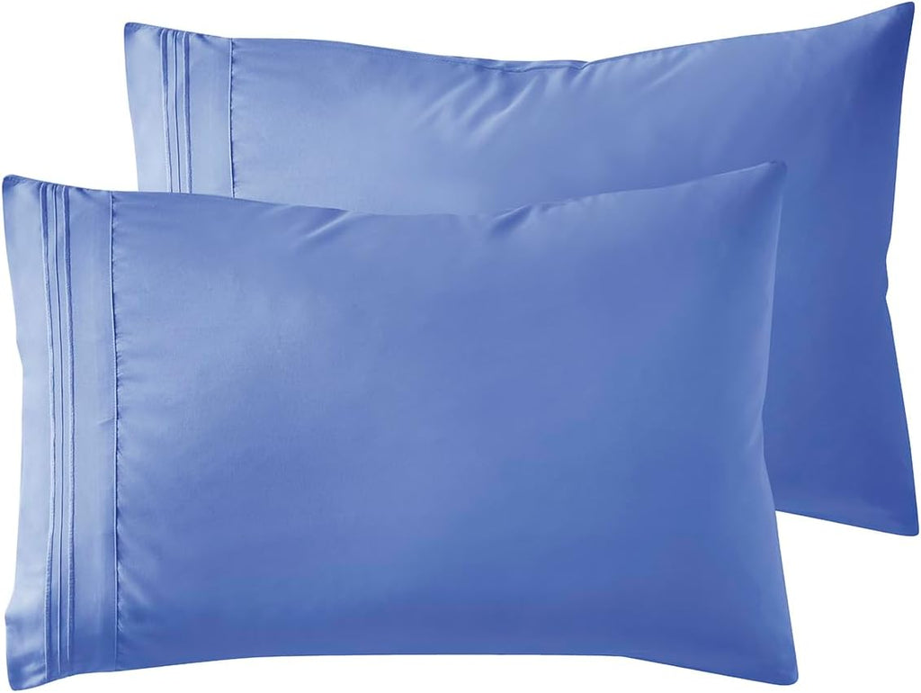 Microfiber Queen Pillowcase Set of 2, Hunter Green, Soft, Envelope Closure, 20X30 Inches