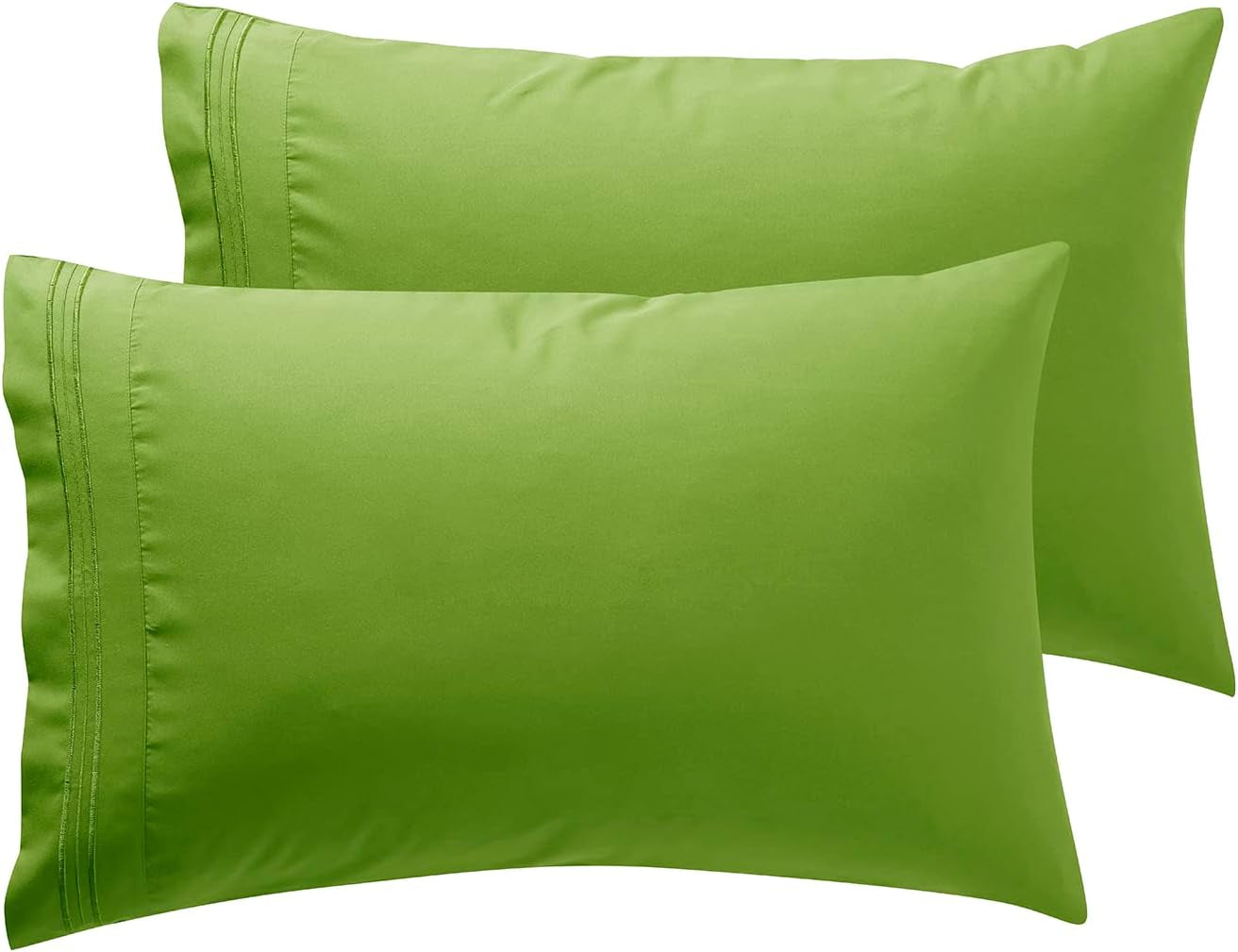 Microfiber Queen Pillowcase Set of 2, Hunter Green, Soft, Envelope Closure, 20X30 Inches
