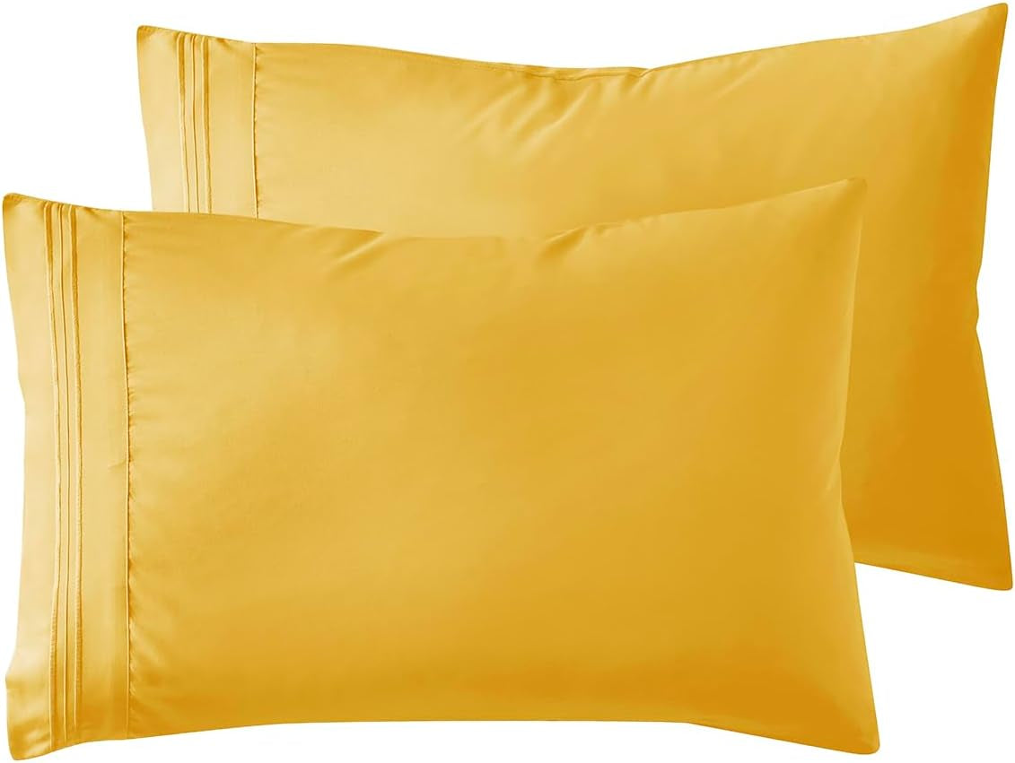 Microfiber Queen Pillowcase Set of 2, Hunter Green, Soft, Envelope Closure, 20X30 Inches
