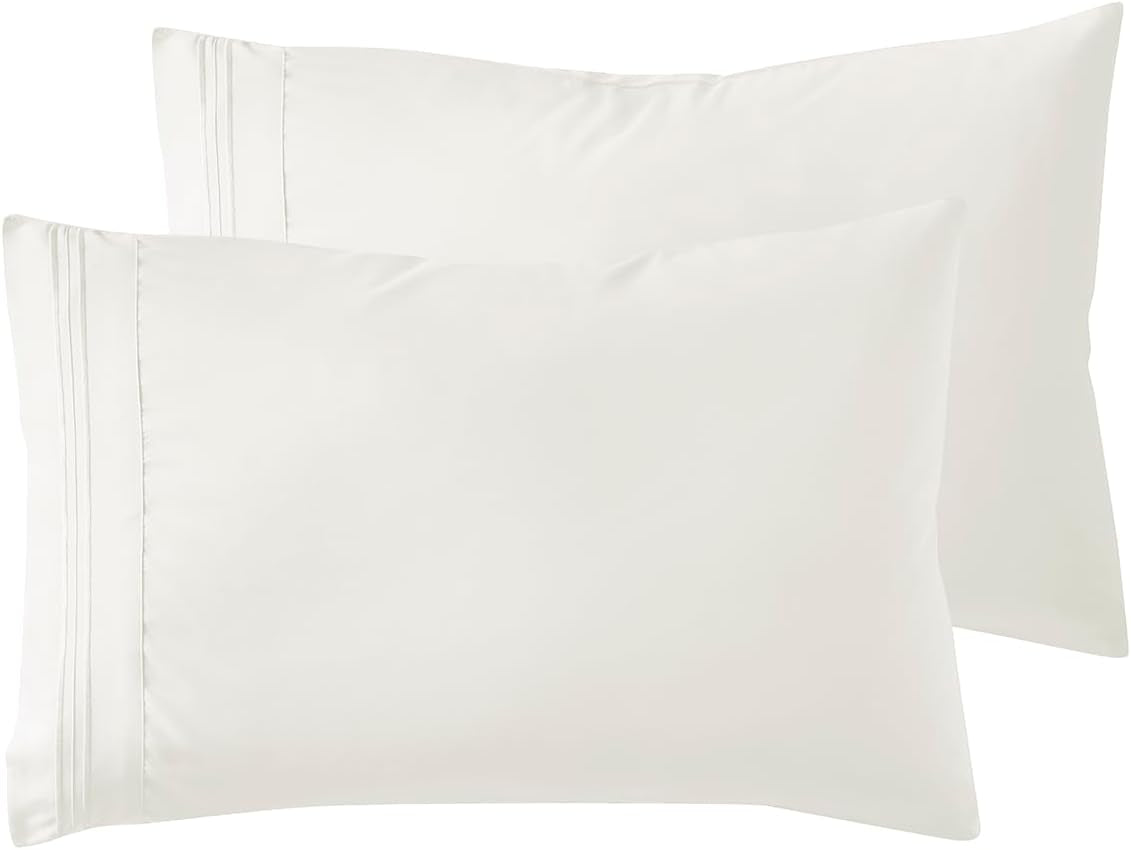 Microfiber Queen Pillowcase Set of 2, Hunter Green, Soft, Envelope Closure, 20X30 Inches