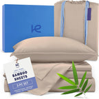 Kickoff Viscose Bamboo Sheets Twin Size 3-Pc 100% Organic Bamboo Viscose Bed Cooling Sheets Twin Size Set Cool Bedding for Hot Sleepers Sheet Set - Gift Ready Packaging (Pewter, T)