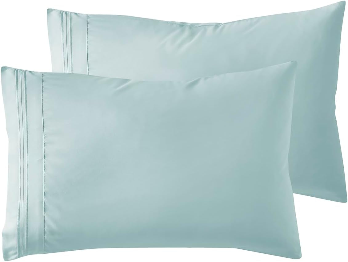 Microfiber Queen Pillowcase Set of 2, Hunter Green, Soft, Envelope Closure, 20X30 Inches