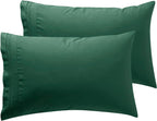 Microfiber Queen Pillowcase Set of 2, Hunter Green, Soft, Envelope Closure, 20X30 Inches