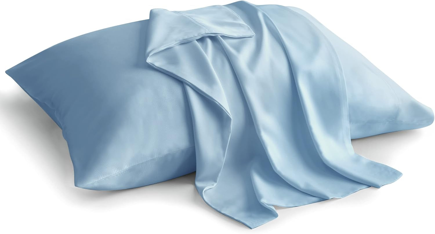Standard Pillow Cases Set of 2, Rayon Derived from Bamboo, Cooling Pillow Cases for Hot Sleepers & Night Sweats, Breathable Silky Soft Envelope Pillowcases(White, 20"X26")