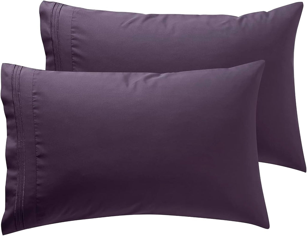 Microfiber Queen Pillowcase Set of 2, Hunter Green, Soft, Envelope Closure, 20X30 Inches