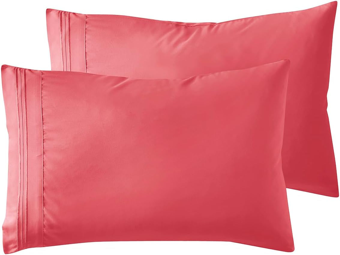 Microfiber Queen Pillowcase Set of 2, Hunter Green, Soft, Envelope Closure, 20X30 Inches