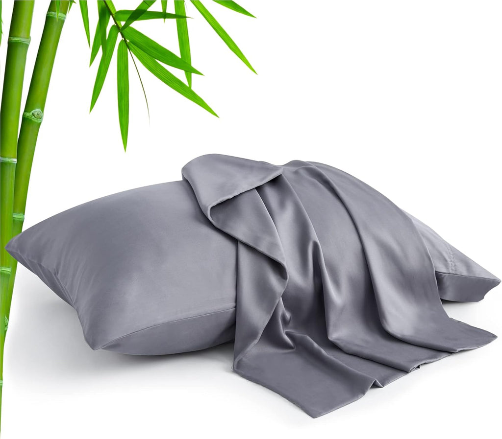 Standard Pillow Cases Set of 2, Rayon Derived from Bamboo, Cooling Pillow Cases for Hot Sleepers & Night Sweats, Breathable Silky Soft Envelope Pillowcases(White, 20"X26")