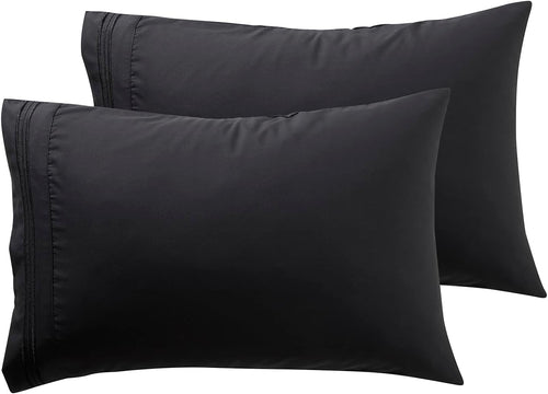 Microfiber Queen Pillowcase Set of 2, Hunter Green, Soft, Envelope Closure, 20X30 Inches