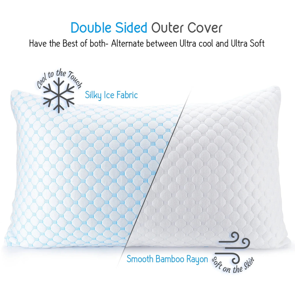 Temperature Queen Pillows, Regulating and Adjustable Memory Foam Cooling Bed Pillows Queen Size Pillows, 20" X 30"