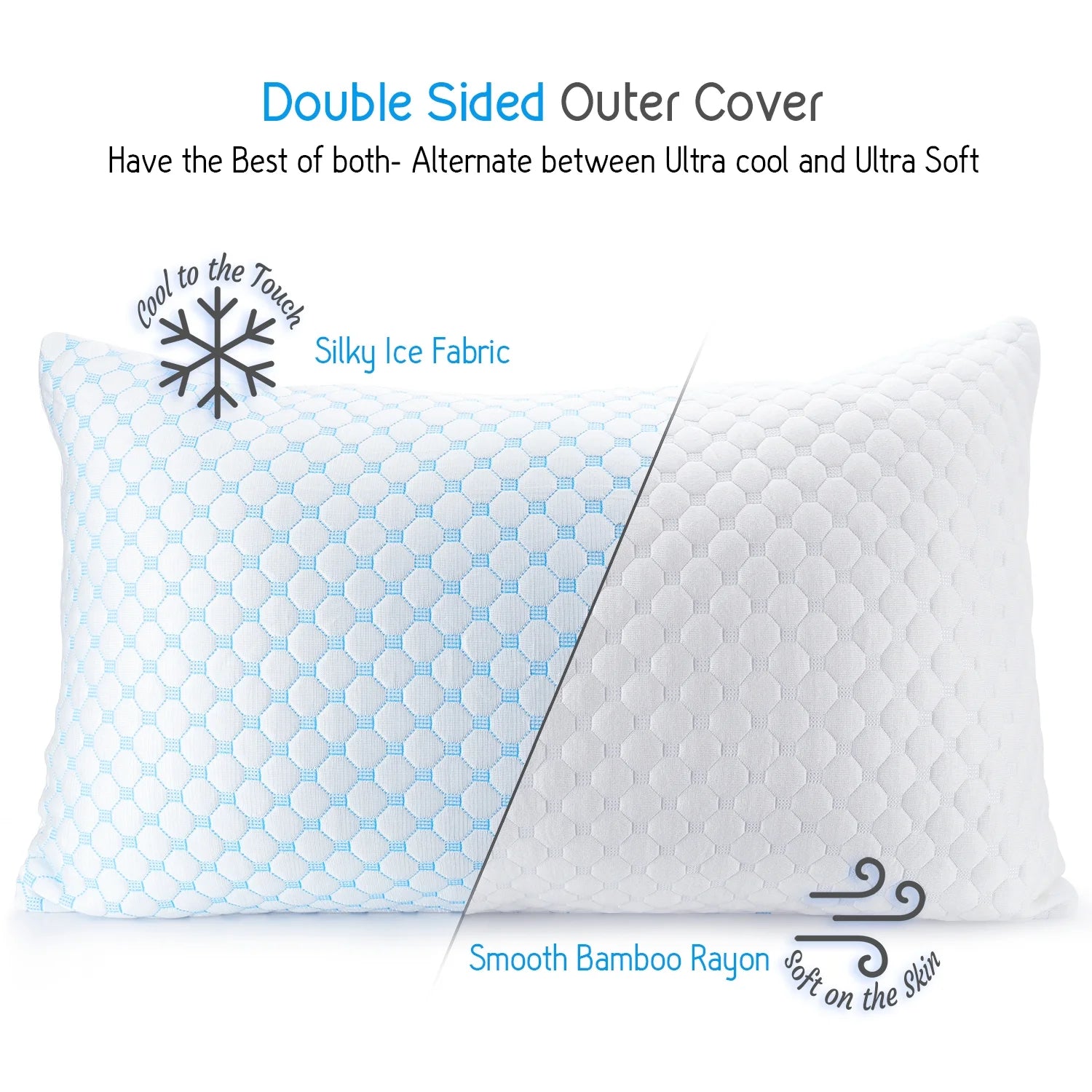 Temperature Queen Pillows, Regulating and Adjustable Memory Foam Cooling Bed Pillows Queen Size Pillows, 20" X 30"