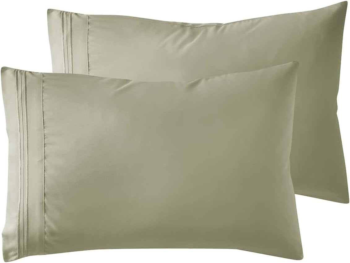 Microfiber Queen Pillowcase Set of 2, Hunter Green, Soft, Envelope Closure, 20X30 Inches