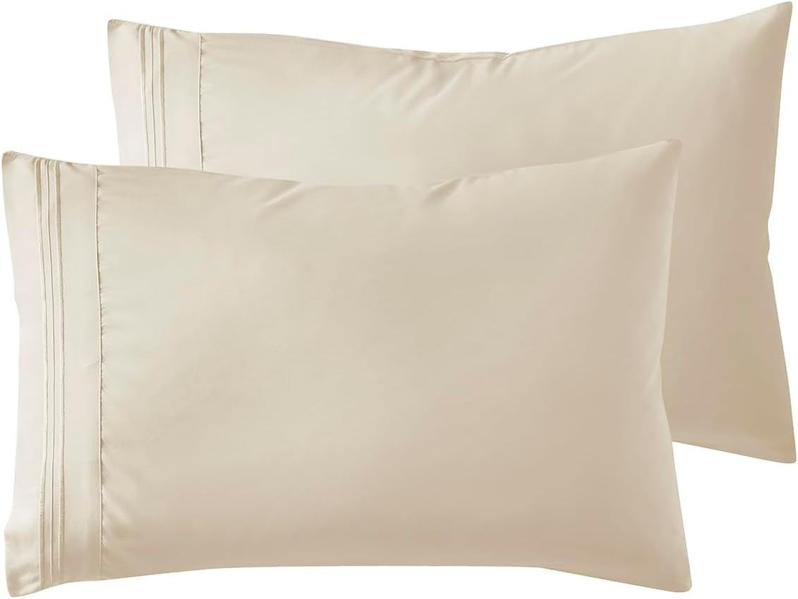Microfiber Queen Pillowcase Set of 2, Hunter Green, Soft, Envelope Closure, 20X30 Inches