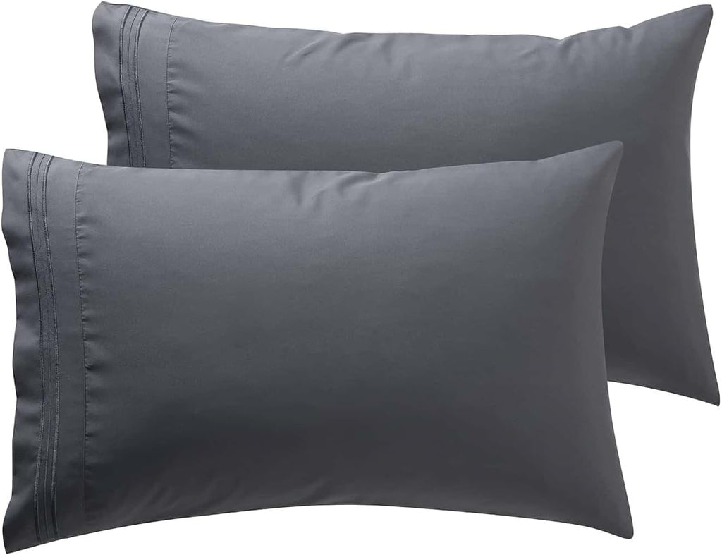 Microfiber Queen Pillowcase Set of 2, Hunter Green, Soft, Envelope Closure, 20X30 Inches