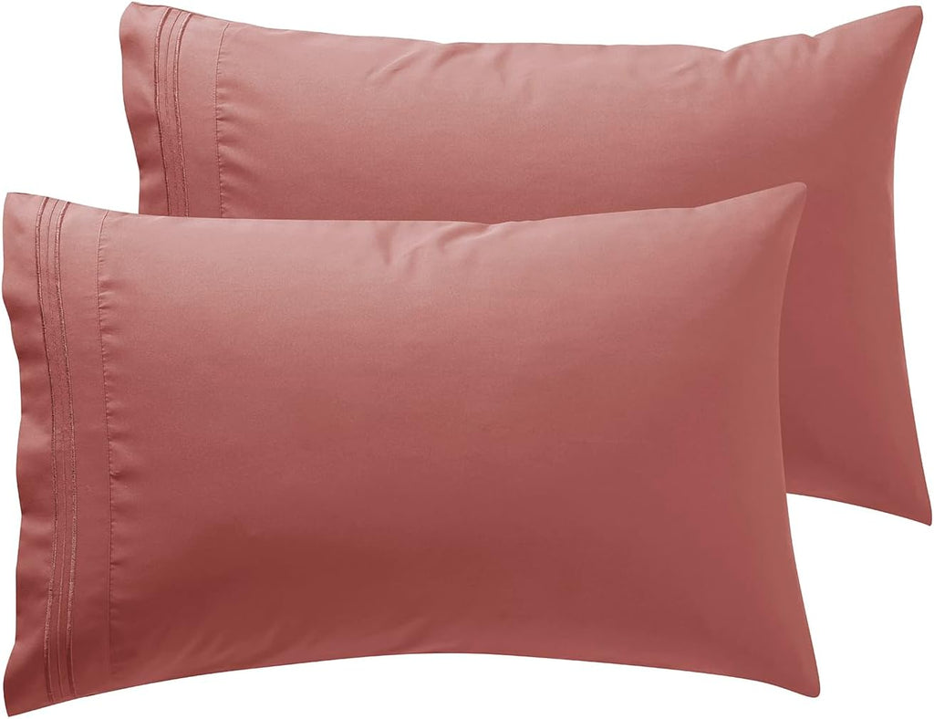 Microfiber Queen Pillowcase Set of 2, Hunter Green, Soft, Envelope Closure, 20X30 Inches