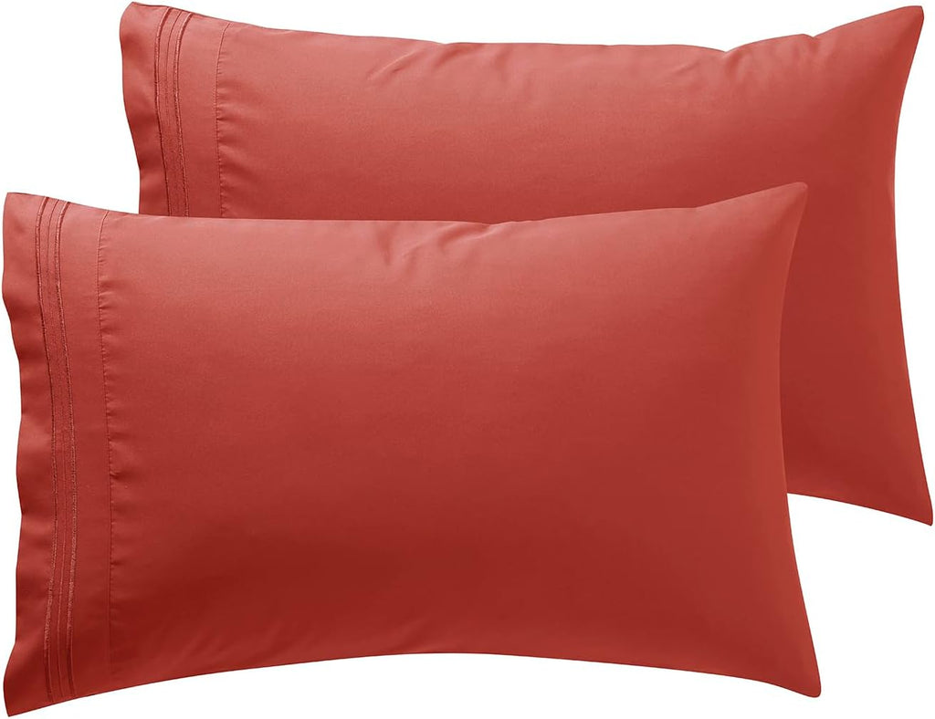 Microfiber Queen Pillowcase Set of 2, Hunter Green, Soft, Envelope Closure, 20X30 Inches