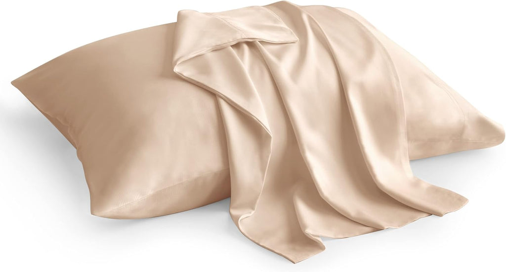 Standard Pillow Cases Set of 2, Rayon Derived from Bamboo, Cooling Pillow Cases for Hot Sleepers & Night Sweats, Breathable Silky Soft Envelope Pillowcases(White, 20"X26")