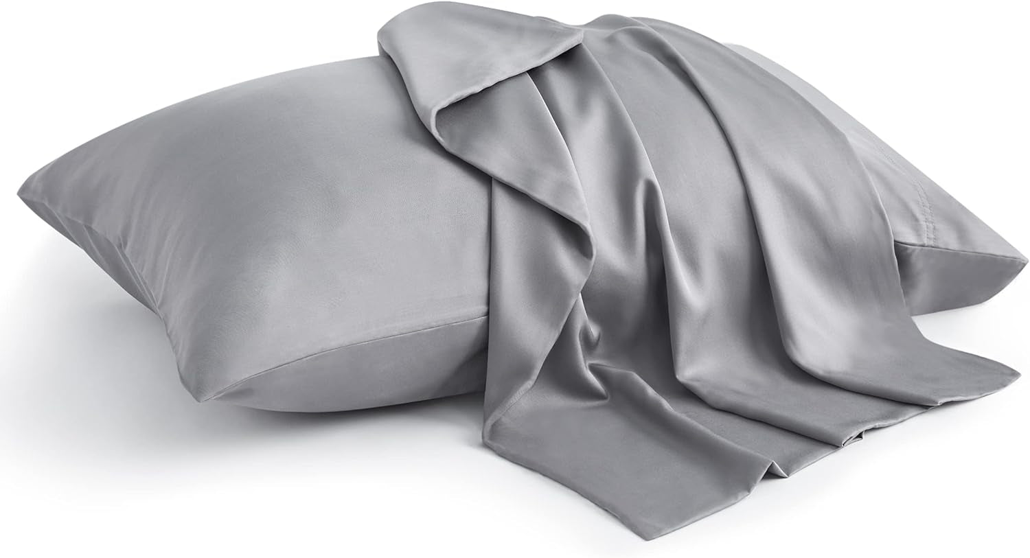 Standard Pillow Cases Set of 2, Rayon Derived from Bamboo, Cooling Pillow Cases for Hot Sleepers & Night Sweats, Breathable Silky Soft Envelope Pillowcases(White, 20"X26")