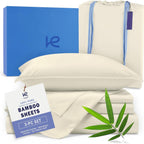 Kickoff Viscose Bamboo Sheets Twin Size 3-Pc 100% Organic Bamboo Viscose Bed Cooling Sheets Twin Size Set Cool Bedding for Hot Sleepers Sheet Set - Gift Ready Packaging (Pewter, T)