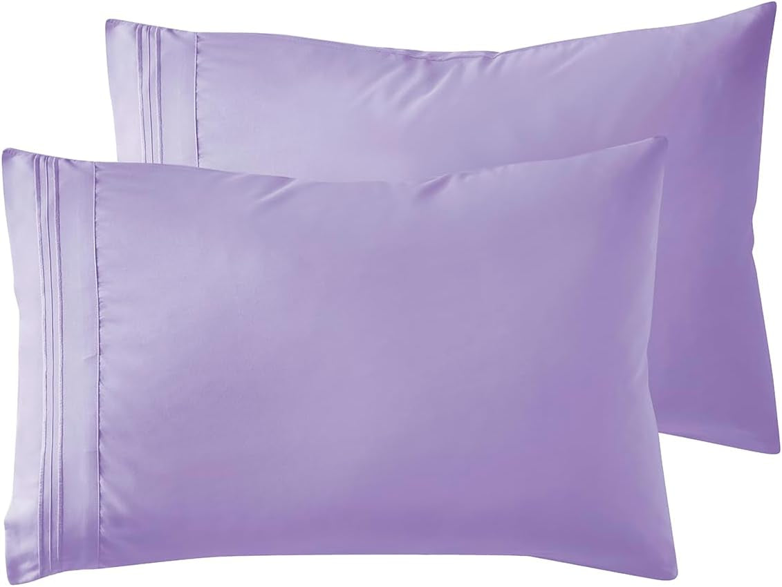 Microfiber Queen Pillowcase Set of 2, Hunter Green, Soft, Envelope Closure, 20X30 Inches