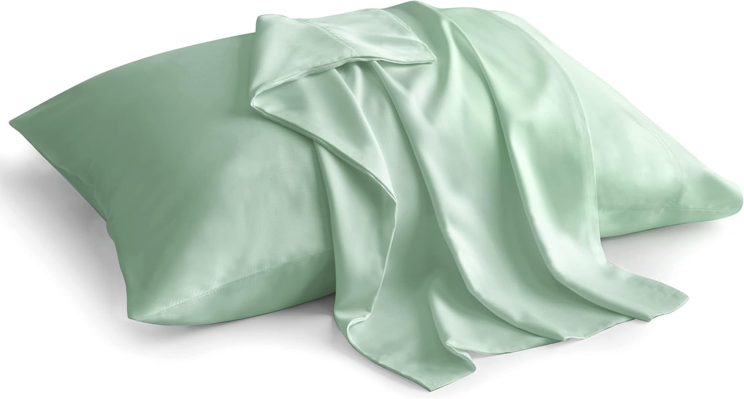 Standard Pillow Cases Set of 2, Rayon Derived from Bamboo, Cooling Pillow Cases for Hot Sleepers & Night Sweats, Breathable Silky Soft Envelope Pillowcases(White, 20"X26")