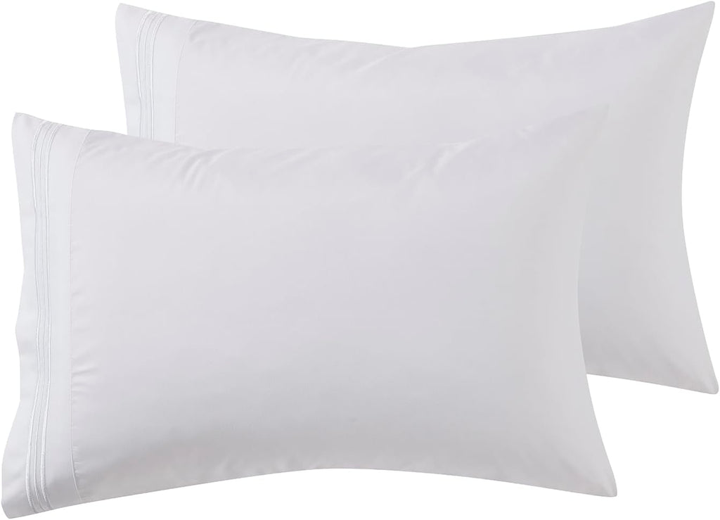 Microfiber Queen Pillowcase Set of 2, Hunter Green, Soft, Envelope Closure, 20X30 Inches