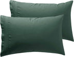 Microfiber Queen Pillowcase Set of 2, Hunter Green, Soft, Envelope Closure, 20X30 Inches