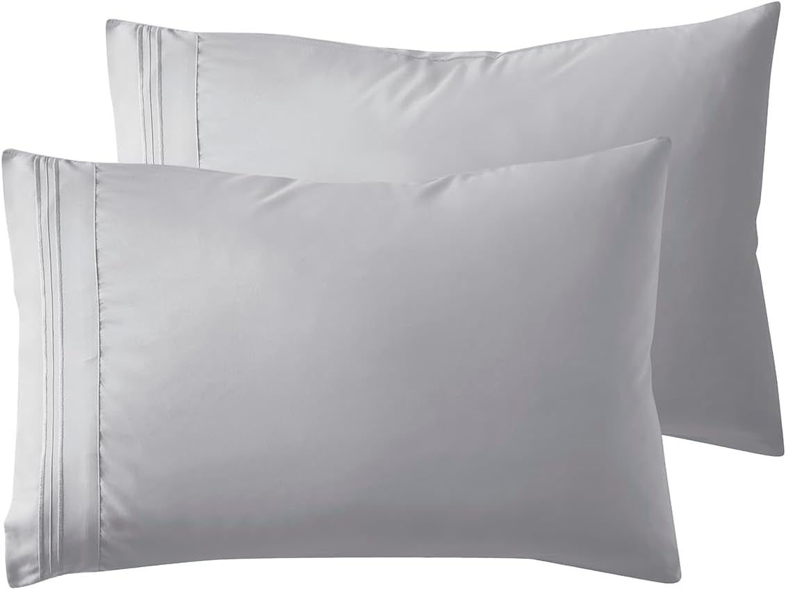 Microfiber Queen Pillowcase Set of 2, Hunter Green, Soft, Envelope Closure, 20X30 Inches