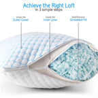 Temperature Queen Pillows, Regulating and Adjustable Memory Foam Cooling Bed Pillows Queen Size Pillows, 20" X 30"