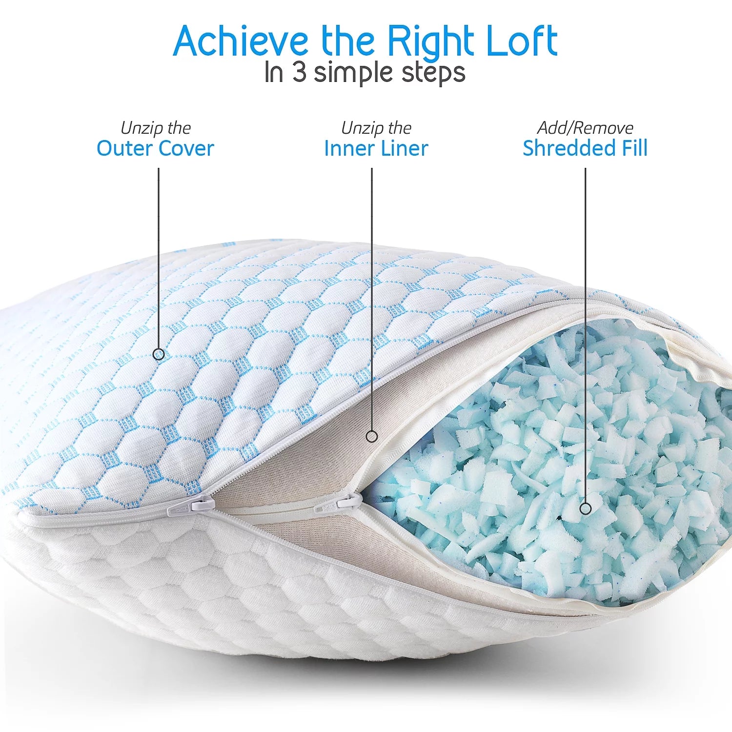 Temperature Queen Pillows, Regulating and Adjustable Memory Foam Cooling Bed Pillows Queen Size Pillows, 20" X 30"
