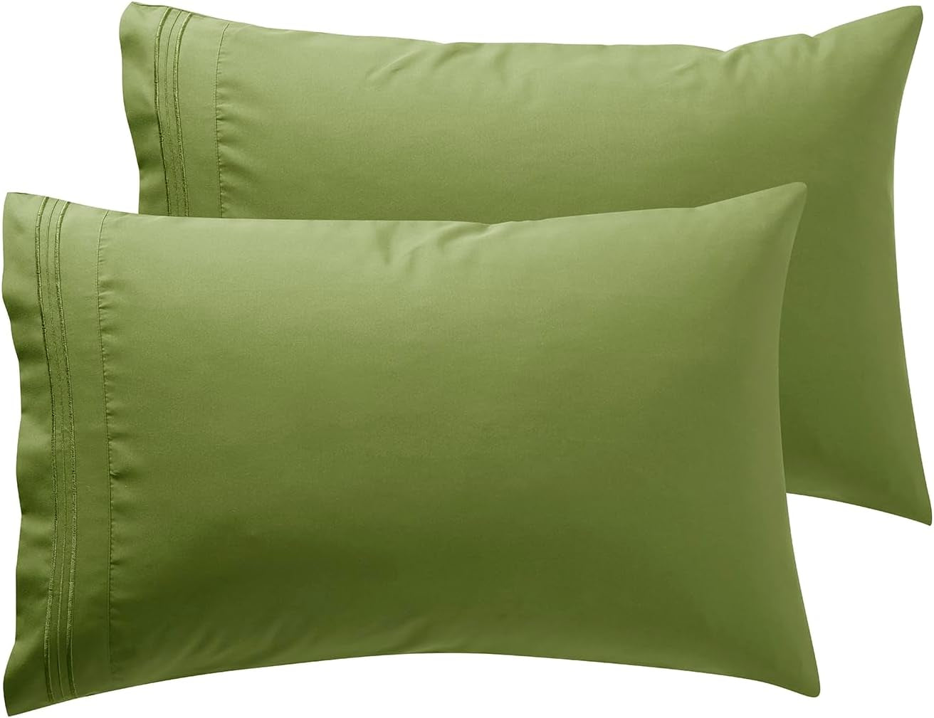 Microfiber Queen Pillowcase Set of 2, Hunter Green, Soft, Envelope Closure, 20X30 Inches