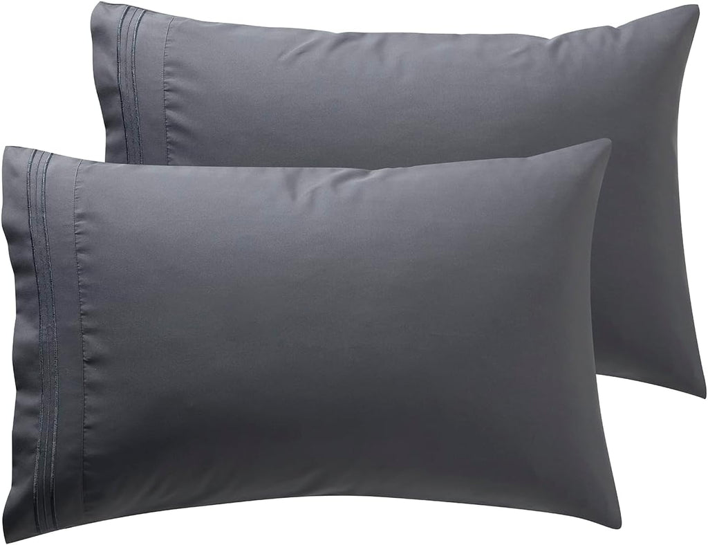 Microfiber Queen Pillowcase Set of 2, Hunter Green, Soft, Envelope Closure, 20X30 Inches
