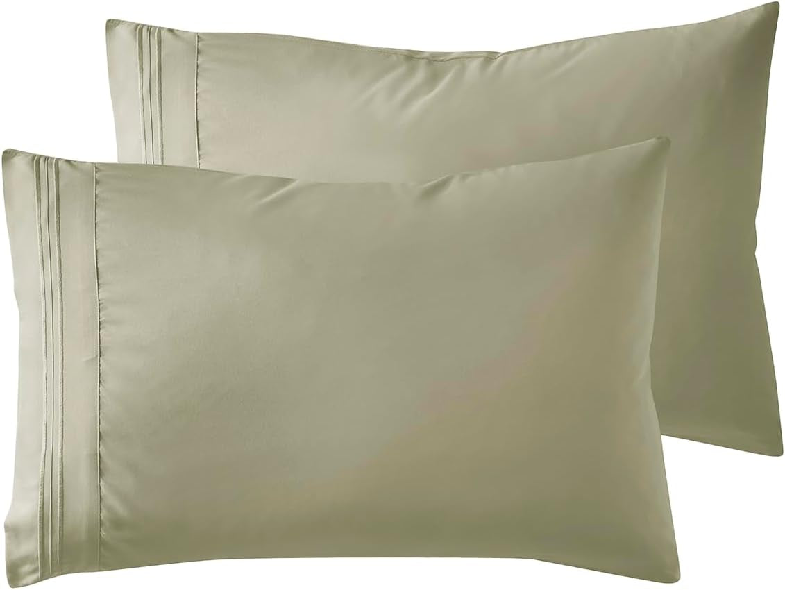Microfiber Queen Pillowcase Set of 2, Hunter Green, Soft, Envelope Closure, 20X30 Inches