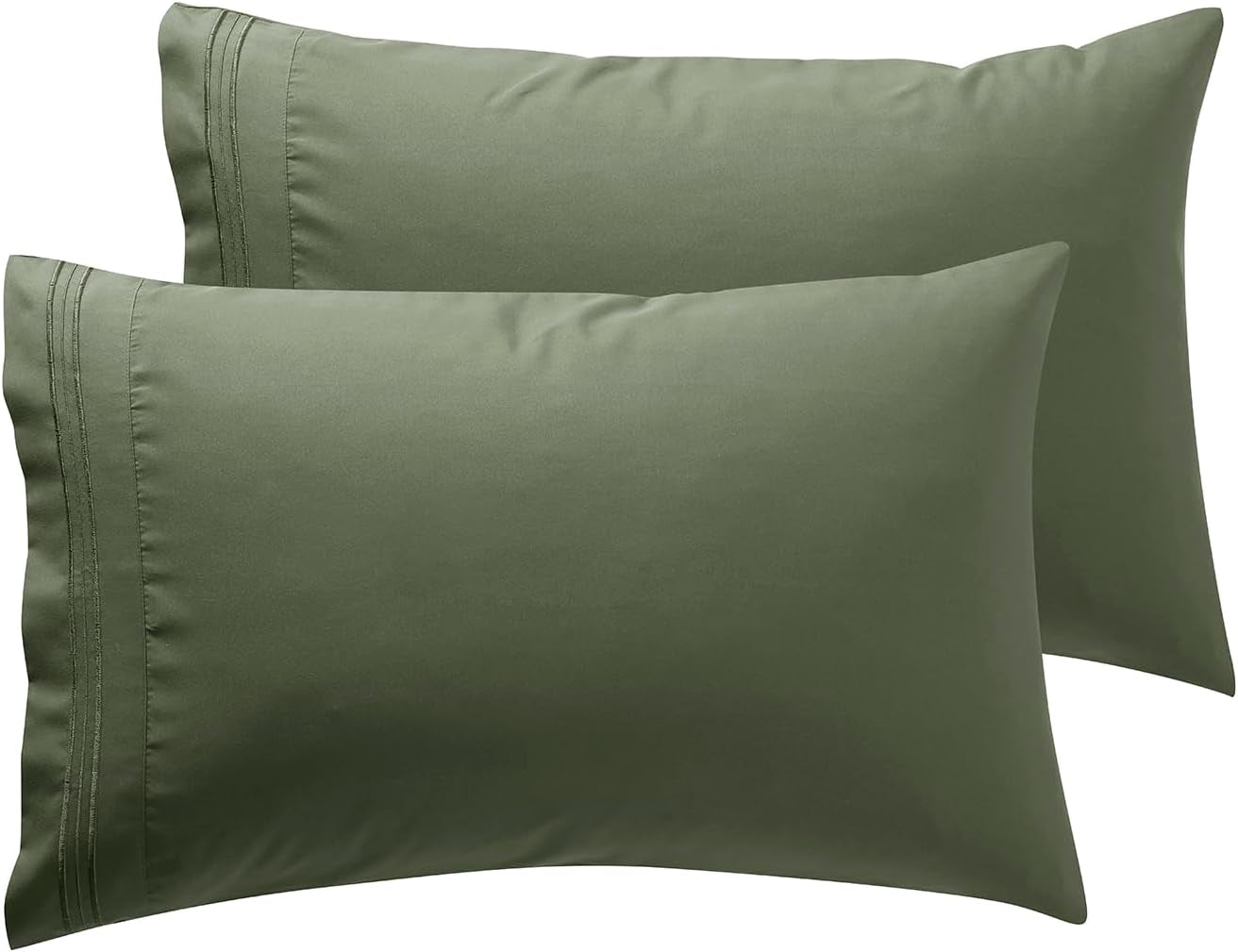 Microfiber Queen Pillowcase Set of 2, Hunter Green, Soft, Envelope Closure, 20X30 Inches