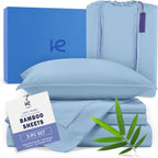 Kickoff Viscose Bamboo Sheets Twin Size 3-Pc 100% Organic Bamboo Viscose Bed Cooling Sheets Twin Size Set Cool Bedding for Hot Sleepers Sheet Set - Gift Ready Packaging (Pewter, T)