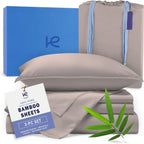 Kickoff Viscose Bamboo Sheets Twin Size 3-Pc 100% Organic Bamboo Viscose Bed Cooling Sheets Twin Size Set Cool Bedding for Hot Sleepers Sheet Set - Gift Ready Packaging (Pewter, T)