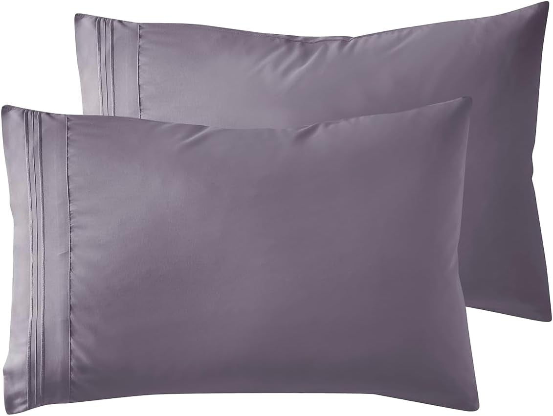 Microfiber Queen Pillowcase Set of 2, Hunter Green, Soft, Envelope Closure, 20X30 Inches