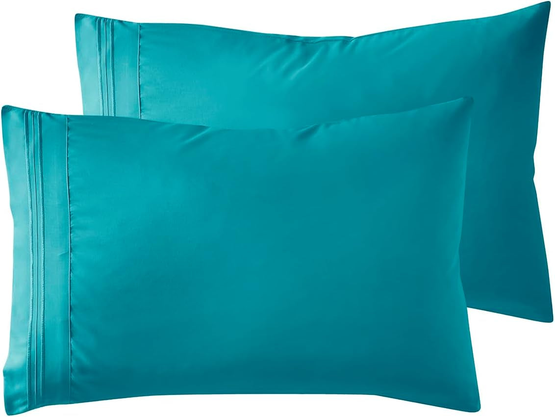 Microfiber Queen Pillowcase Set of 2, Hunter Green, Soft, Envelope Closure, 20X30 Inches